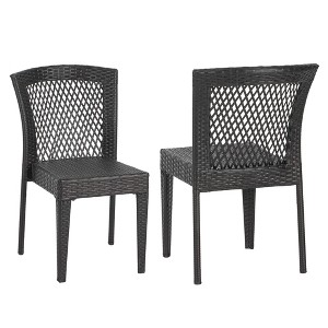 Dexmalle Set of 2 Dining Chairs with UV-Resistant PE Rattan and Steel Frame,Garden/Balcony - 1 of 4