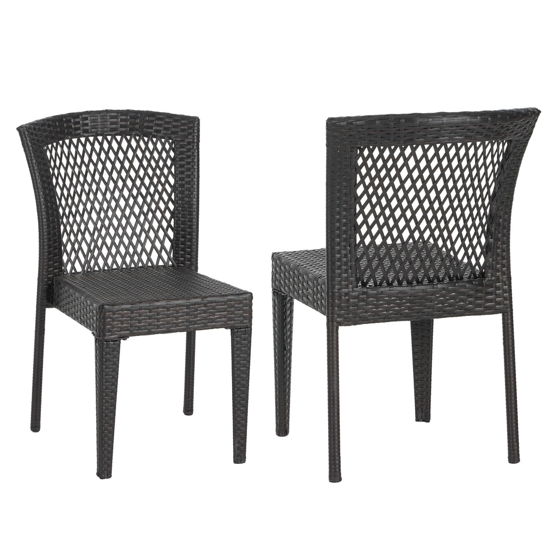 Dexmalle Set of 2 Dining Chairs with UV-Resistant PE Rattan and Steel Frame,Garden/Balcony