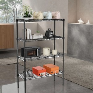 SEVOBAL Utility Storage Shelves 4 Tier Adjustable Metal Wire Rack Heavy Duty Storage Shelving for Kitchen, Garage, Laundry, Black, 13.7"*35.4"*54" - 1 of 4