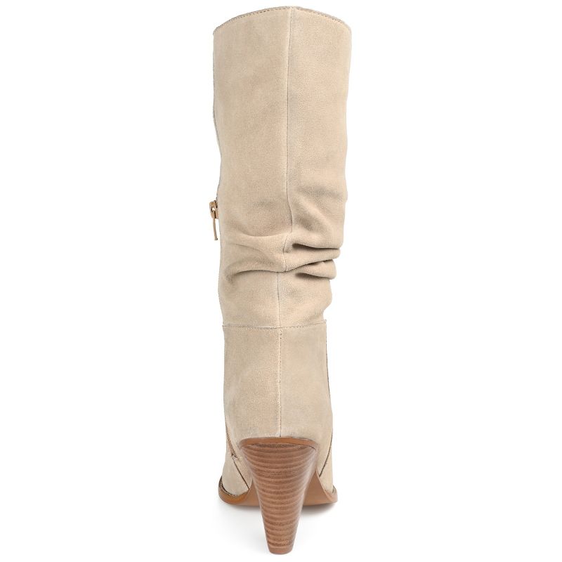 Journee Signature Womens Genuine Leather Syrinn Almond Toe Inside Zip Mid Calf Boots, 4 of 11