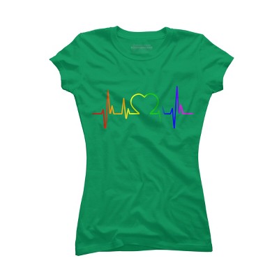 Adult Design By Humans Pride Heartbeat Rainbow By LuckyCharm99 T-Shirt