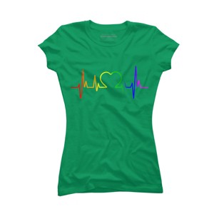 Adult Design By Humans Pride Heartbeat Rainbow By LuckyCharm99 T-Shirt - 1 of 2