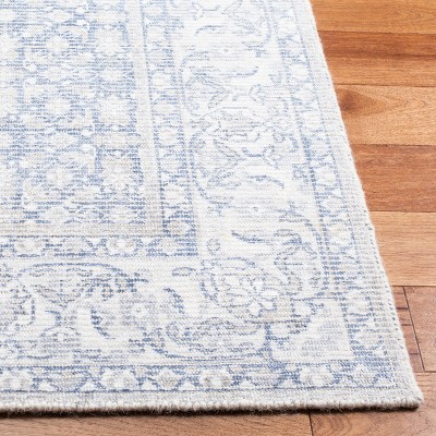 Blue and Ivory Hand-Tufted Wool Runner Rug, 2'3" x 9'