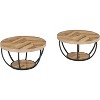 Round Coffee Table, 31.7in Circle Coffee Table for Living Room, Modern 2-Tier Wood Accent Center Table with Storage Open Shelves - 4 of 4