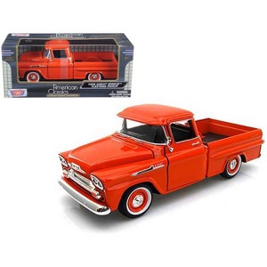 1958 Chevrolet Apache Fleetside Pickup Truck Orange 1/24 Diecast Model Car by Motormax - 1 of 3