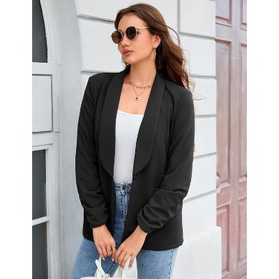 Blazer Jackets for Women Open Front Long Sleeve Work Office Casual Blazers with Pockets