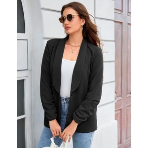 Blazer Jackets for Women Open Front Long Sleeve Work Office Casual Blazers with Pockets - 1 of 4