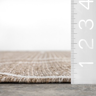 Beige Geometric Synthetic Rectangular Area Rug, 5' 3" x 7' 7"