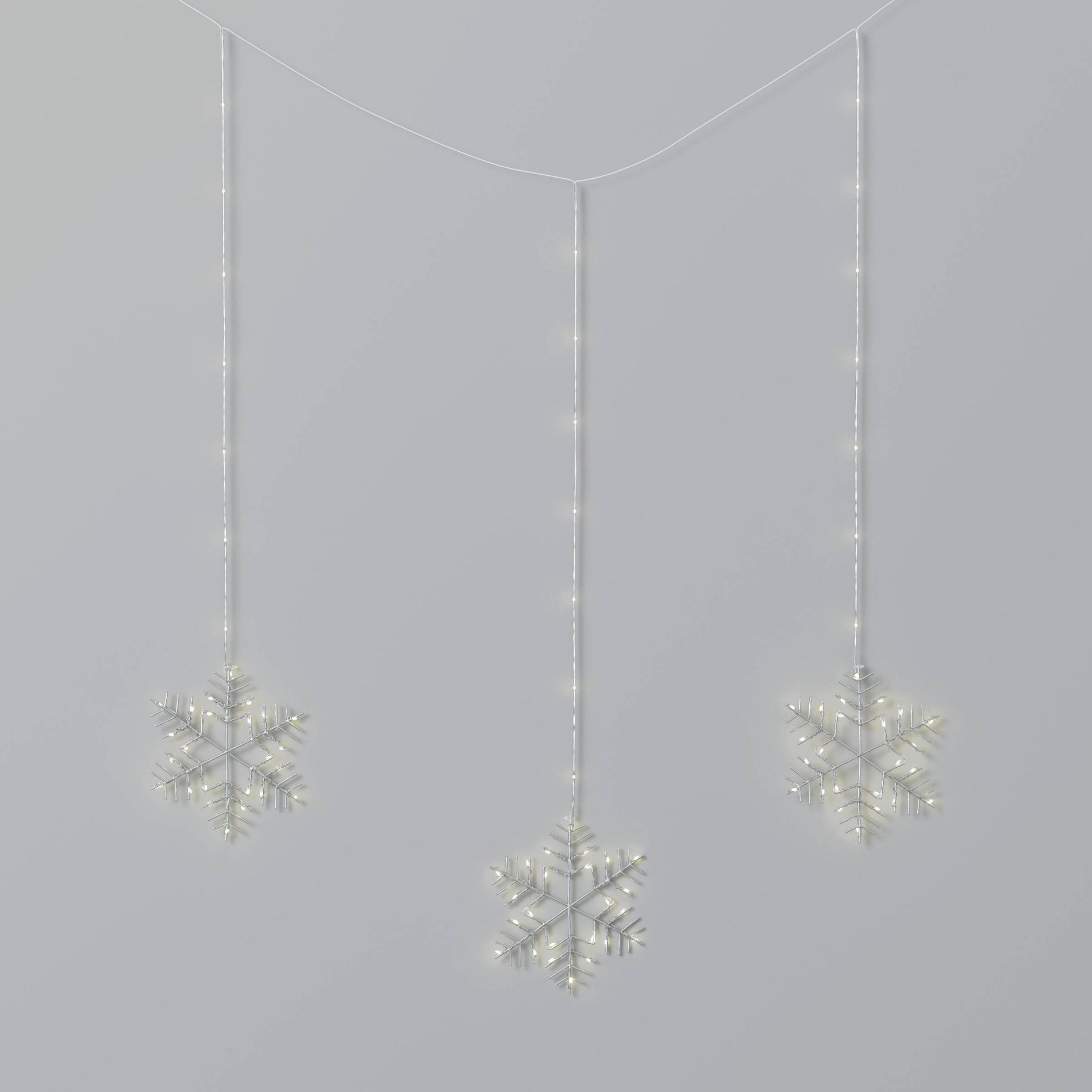 3ct Christmas Battery Operated LED Hanging Metal Icicle Snowflake Christmas Lights - Wondershop™