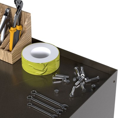 Steel Lockable Rolling Tool Cabinet with Adjustable Shelves, Black