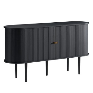 AMERLIFE 55" TV Stand, Mid Century Modern Console with Tambour Door, Solid Wood Legs - 1 of 4