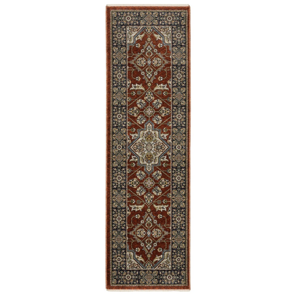 2'3inx7'6in Arya Oriental Medallion Indoor Area Rug Red/Blue - Captiv8e Designs