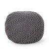 Barwick Modern Knitted Cotton Round Pouf Dark Gray - Christopher Knight Home: Comfortable Footrest, Indoor Use - 2 of 4