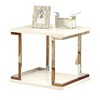 23.6" Lacquer End Table with Chrome Frame Accents and Open Bottom Shelf, Contemporary Style for Living Room or Bedroom - 2 of 4