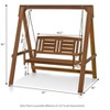 HOMLUX 2 Seat Outdoor Porch Swing Bench Meranti Wood Chair with Stand, Hardwood Frame - 3 of 4