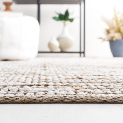 Ivory Wool and Cowhide Hand-Woven Vintage Area Rug