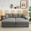 Oversize 82" Corduroy Upholstery Sectional Sofa Bed with 2 Pillows and 2 Movable Ottoman - 2 of 4