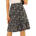 Allegra K Women's Ruffle Hem Elastic Waist Flowy A-Line Swing Floral Midi Skirt