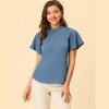 Allegra K Women's Short Sleeve Casual Business Pleated Mock Neck Tops - 2 of 4