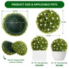 Artificial  Topiary Ball, Decorative Artificial Boxwood Balls with Flowers, Indoor Outdoor Faux Greenery for Fake Plants for Home Decor - 2 of 4