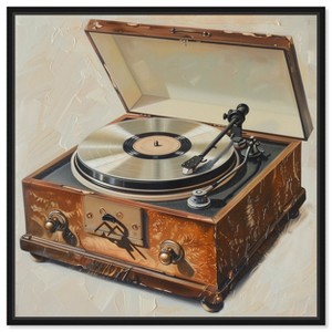 Notoriart Vintage Record Player Bar Cart Art For Men Framed - 1 of 4