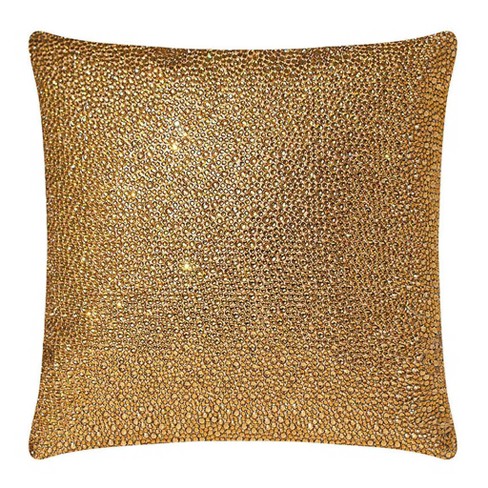 16 x16 Strass Square Throw Pillow Gold Sparkles Home Velvet Rhinestone Indoor Decor Zipper Closure Target