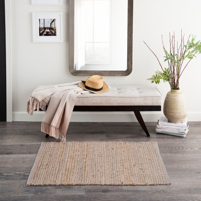 Handmade Gray and Beige Jute Rectangular Rug 2' x 3'