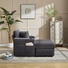 Corduroy Chaise Lounge Sofa,Upholstered Accent Chair with Cup Holder and Storage Pocket,Modern Lounge Chair for Living Room or Bedroom-Koiai - 3 of 4