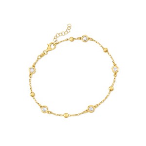 Ross-Simons Italian 1.15 ct. t.w. Bezel-Set CZ Station Anklet in 18kt Gold Over Sterling - 1 of 4