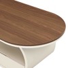 Sapphtopaz Luxury Industrial Oval Coffee Table with ith Storage Shelf & Drawer, Modern Coffee Table for Living Room – Sturdy Metal Frame Center Table - 3 of 4