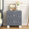 INFURNIC Nightstands Elegant Velvet Nightstand with 2 Drawers Crystal Handles and Button-Tufted Design for Bedroom, Grey, 18.1"*18.1"*20" - 2 of 4