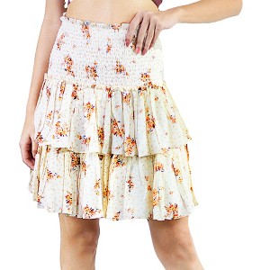Artyska Women's Layered Ruffle High Smocked Waist Flared Floral Summer Mini Skirt - 1 of 4