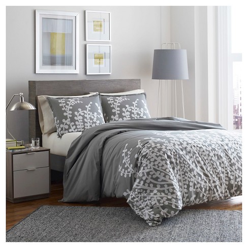 Branches Comforter And Sham Set Full/Queen Gray - City Scene