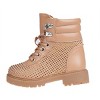 bebe Toddler Girl's Short Lace-up Ankle Combat Boots with Quilted Collar and Heatseal Rhinestones - 3 of 4