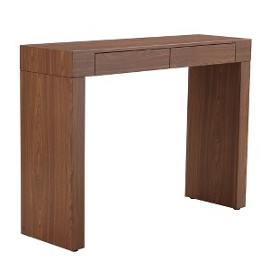 Infurnic Decorative Storage Cabinets Elegant Natural Wood Grain Texture Sticker Bar Table Equipped With Two Drawers Serving , Brown, 50"*15.3"*37" - 1 of 4