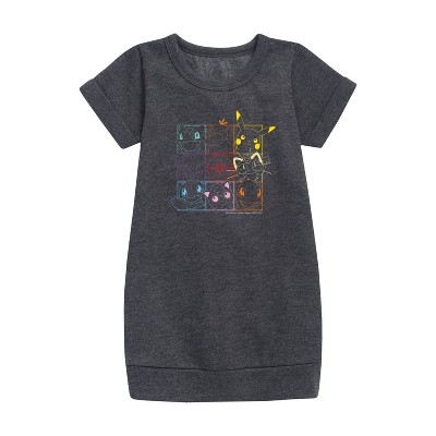 Girls' - Pokémon - Pokémon Grid Graphic Short Sleeve Fleece Dress