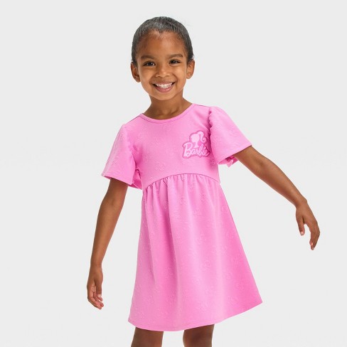 Toddler Girls Barbie Jacquard Knit Dress Pink 5t Target