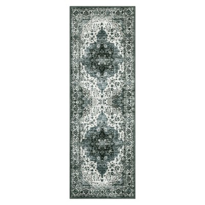 Washable Vintage Floral Area Rug for Living Room Bedroom, Soft Non Slip Floor Carpet for Dining Room Home Office