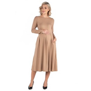 24seven Comfort Apparel Maternity Fit N Flare Pocket Dress - 1 of 4