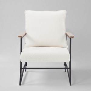 Art Leon Skin-friendly Boucle Fabric Accent Chair with Elm Wood Armrest - 1 of 3