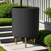 AZL1 Life Concept Planters Round Garden Planter with Holder, Contemporary Indoor Pot for Home, Garden, Office, or Patio, Black, 14.8"*14.8"*20.3" - 2 of 4
