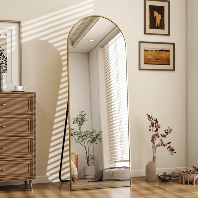 BEAUTYPEAK Oversized 30''x71'' Floor Mirror Rectangle With Rounded Top Full Length Mirrors