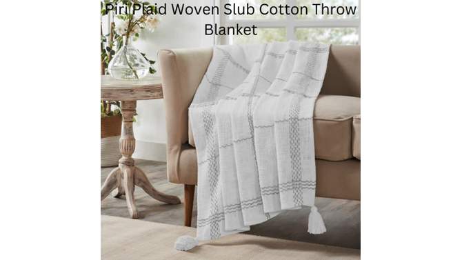 VCNY 50&#34;x60&#34; Piri Plaid Woven Slub Cotton Throw Blanket Gray, 2 of 7, play video