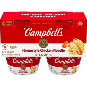 Campbell's Homestyle Chicken Noodle Soup Microwavable Mini Cups - 28oz/4pk - 1 of 4
