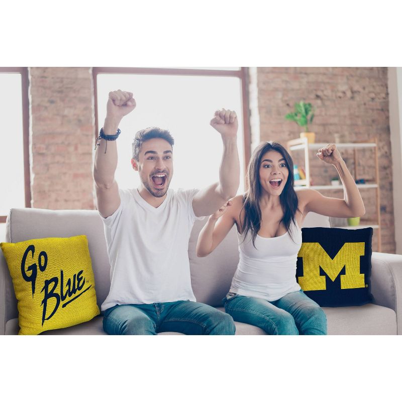 14&#34;x14&#34; NCAA Michigan Wolverines Invert Double Sided Jacquard Decorative Pillow - 2pk, 4 of 5