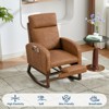 Rocking Chair Nursery Chair with Foot Rest, Recliner Armchair with High Backrest& Wood Legs and Side Pocket for Living Room, Bedroom,Grey - 2 of 4