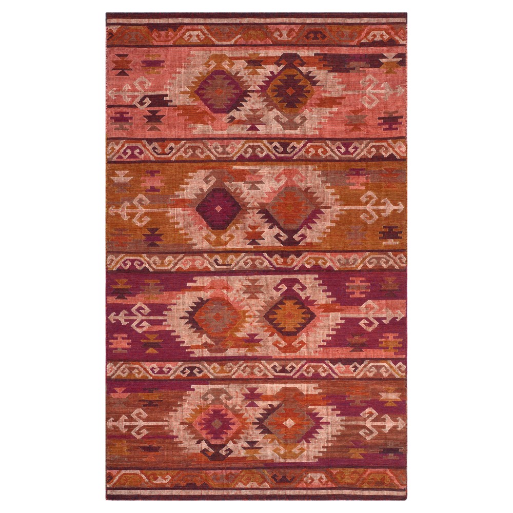 Pink/Red Geometric Design Woven Area Rug 5'X8' - Safavieh