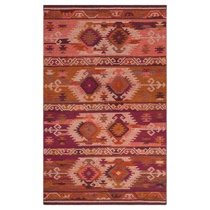 Pink/Red Tribal Design Woven Area Rug 5