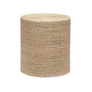 Treasure Trove Accents Cayman Round End Table Cayman Natural: Woven Straw Rope, No Assembly, Fir Wood & MDF - 1 of 4
