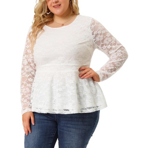 lace white top plus size